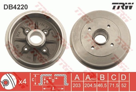 TRW Bęben hamulcowy DB4220
