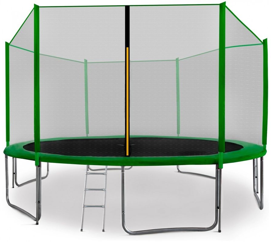 Aga Sport Pro Trampolina Aga SPORT PRO 430 cm ciemnozielona + siatka ochronna + drabinka + kieszeń na buty