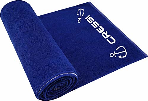 Cressi Cotton Frame Beach Towel  ręcznik plażowy dla dorosłych / wysokiej jakości ręcznik sportowy 90 x 180 cm, granatowy