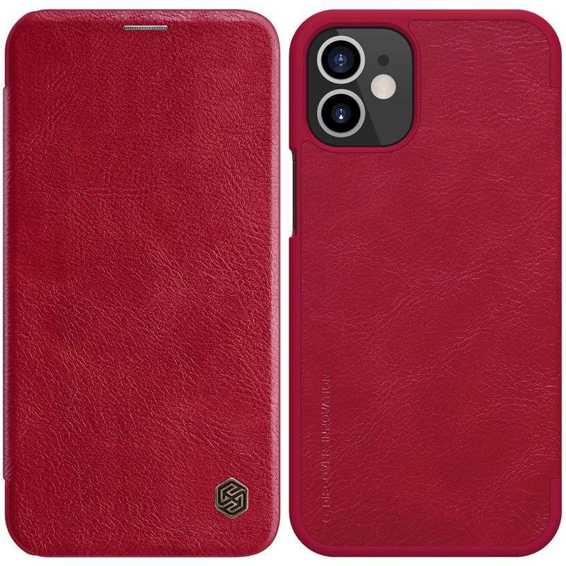 Nillkin Qin skórzana kabura etui iPhone 12 mini czerwony hurtel-62975-0