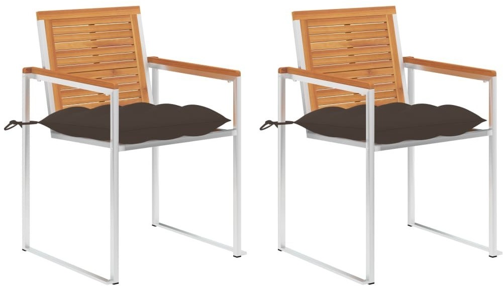 vidaXL Krzesła ogrodowe z poduszkami, 2 szt., drewno akacjowe i stal 3061511