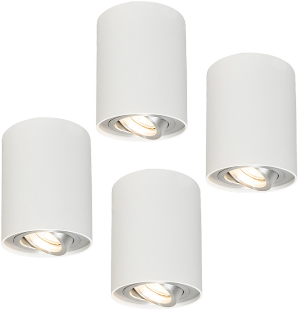 QAZQA Zestaw 4 x spot regulowany biały - Rondoo 1 up