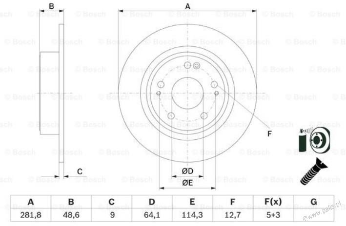 BOSCH Tarcza hamulcowa 0 986 479 F76 BD2821 4047026369175