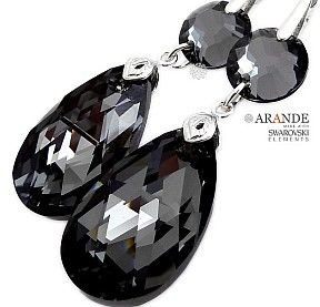 Swarovski New Piękne Kolczyki Silver Night Lux