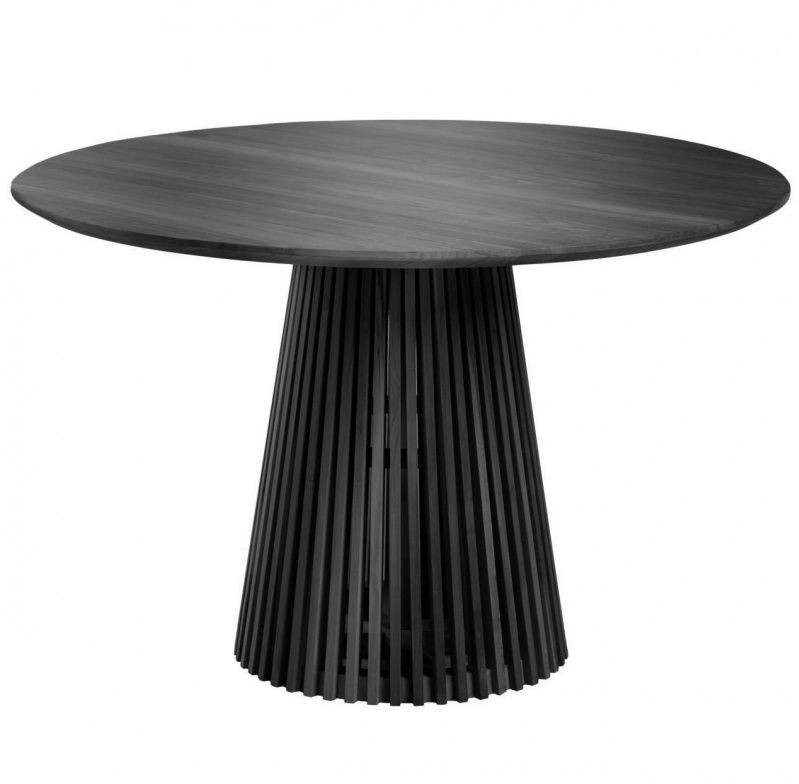 LaForma Stół drewniany Irune 120 cm okrągły teak czarny LM-N20-20