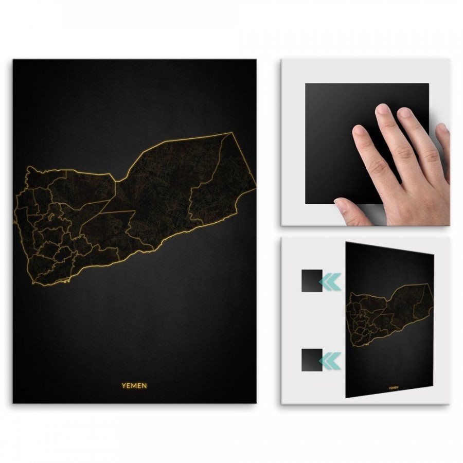 Pix4home Plakat metalowy Mapa City Lights Jemen M POS-M-04297
