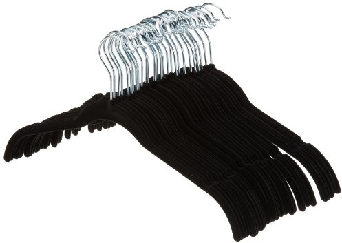 AmazonBasics wieszak na ubrania dziecięce, pokryty aksamitem, czarny, czarny, 30 szt. AQ-W0002