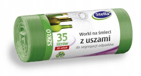 Worki Na Śmieci Z Uszami 35L 20szt Zielony Szkło