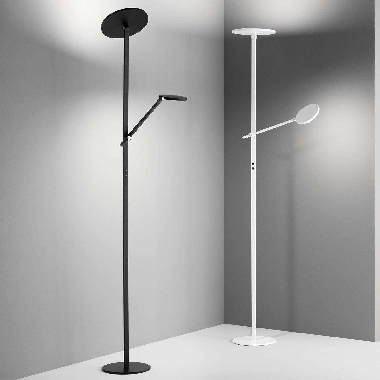 Fabas Luce Lampa stojąca LED Regina z ramieniem 2-pkt. biała