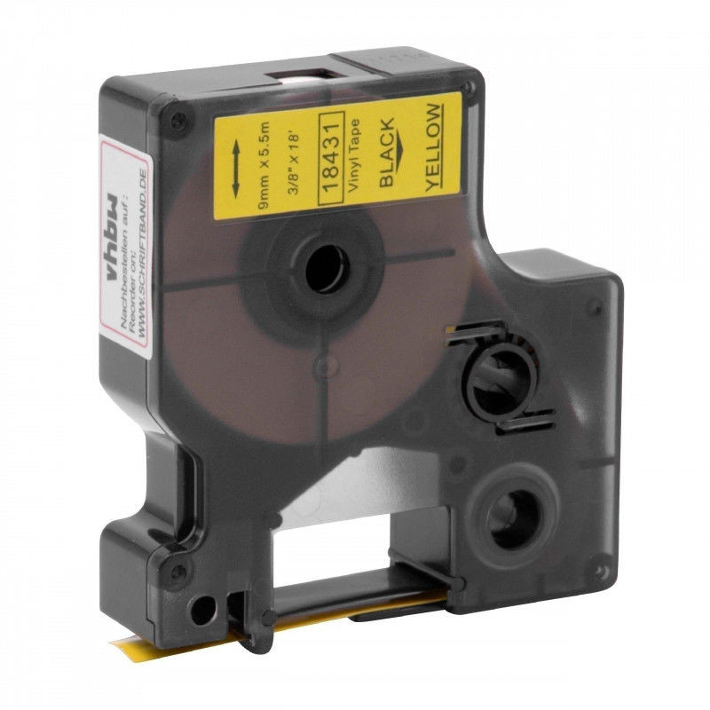 Dymo Taśma zamiennik 18431, 9mm x 5, 5m czarny druk / żółty podkład, vinyl
