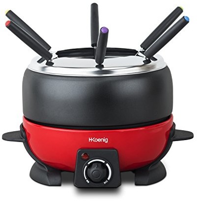 h.koenig H. Koenig alp1800 zestaw do fondue, 6 osób elektrycznych, 2 L, 800 W, czerwony/czarny ALP1800