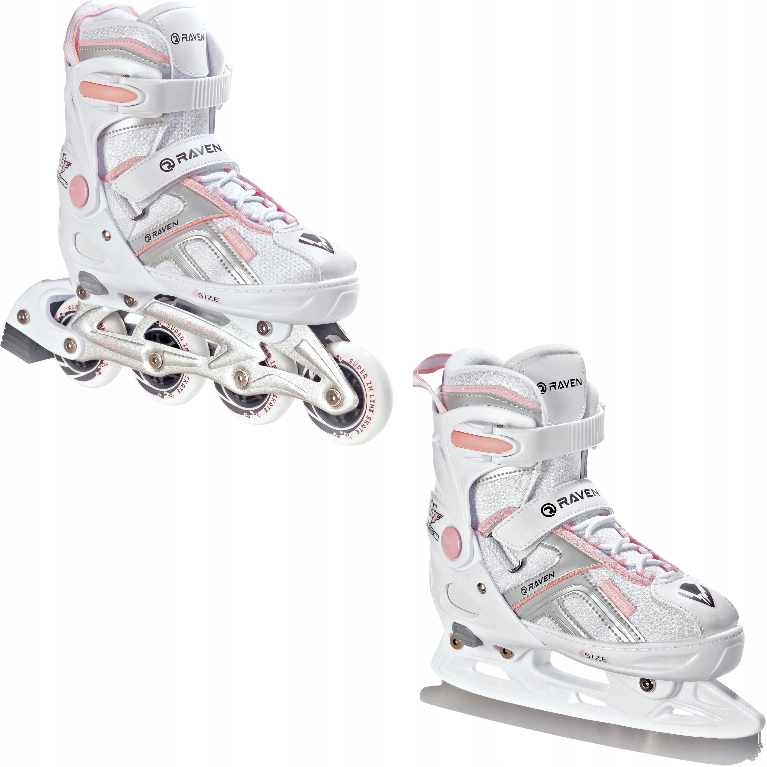 Rolki Łyżwy 2w1 Raven Pulse White/Pink 33-36
