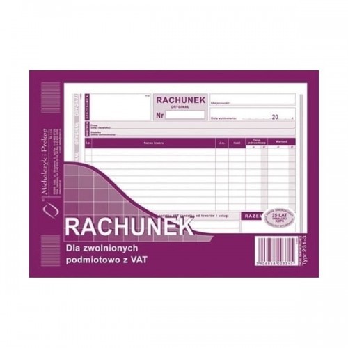 Michalczyk&Prokop Druk samokopiujący rachunek poziomy A5 80 kartek 231-3/ MP1259