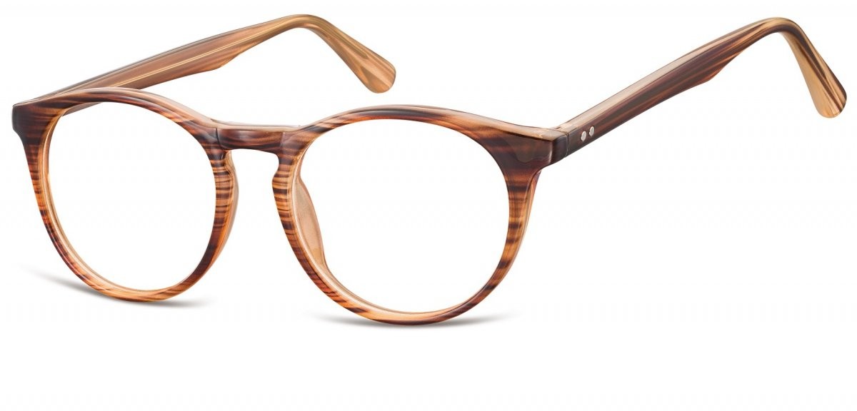 Sunoptic Oprawki korekcyjne okrągłe Lenonki zerówki CP146F brązowy - imitacja drewna CP146F