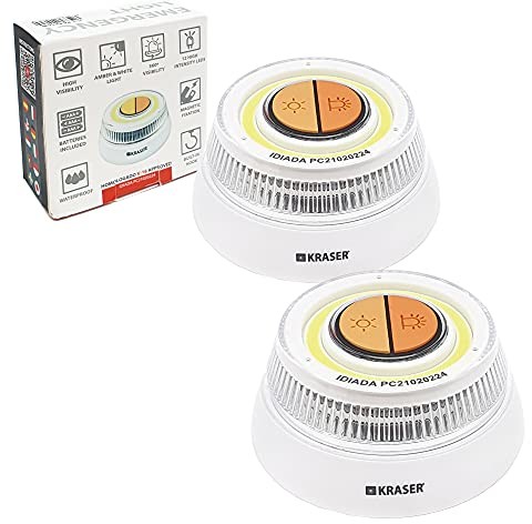 KRASER KRASER KR4V16WP2 PACK 2 Światło Awaryjne Auto, Sygnał Światło Autonomiczne Ostrzegawcze Natężenie LED, Homologowana Magnetyczna Lekki Lampka Sygnalizacyjna Drodze Awaryjna Autonomiczna, Latarka KR4V16WP2