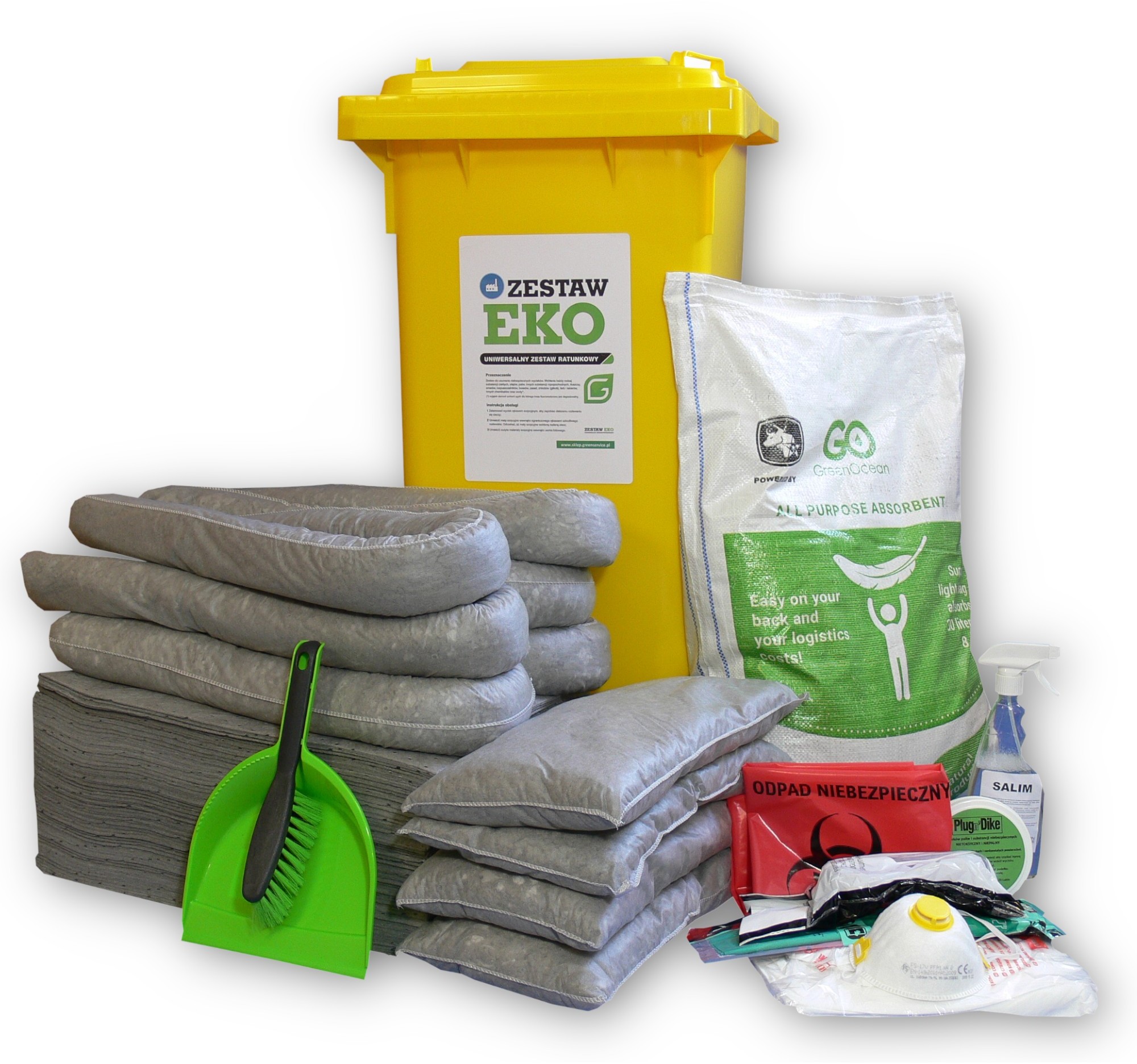 Producent Green Service Zestaw Ratunkowy Uniwersalny Eko U120, Chłonność 96 L. Szary 96 L.
