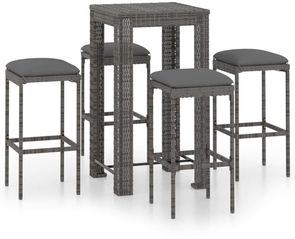 shumee shumee 5 cz zestaw mebli barowych z poduszkami rattan PE szary