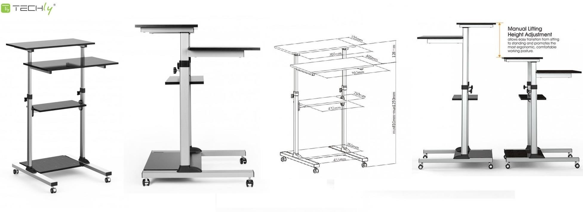 Techly Stolik prezentacyjny Mobilne biurko Techly ICA-TB TPM-3 do projektora/notebooka mobilny czarny 102833