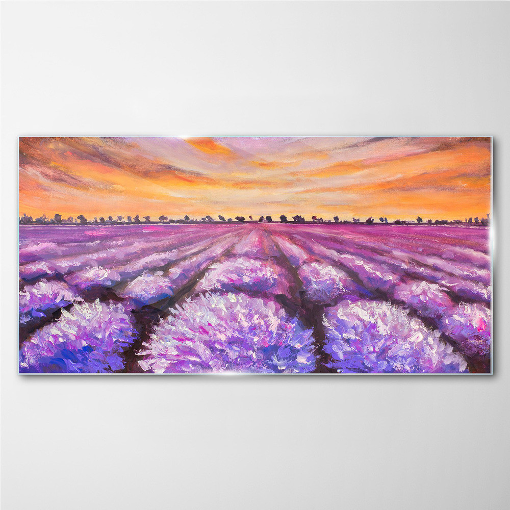 PL Coloray Obraz na Szkle Lawenda pole zachód słońca 120x60cm