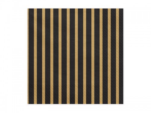 PartyDeco Serwetki Paski, złote, 33x33 cm SP33-33-019