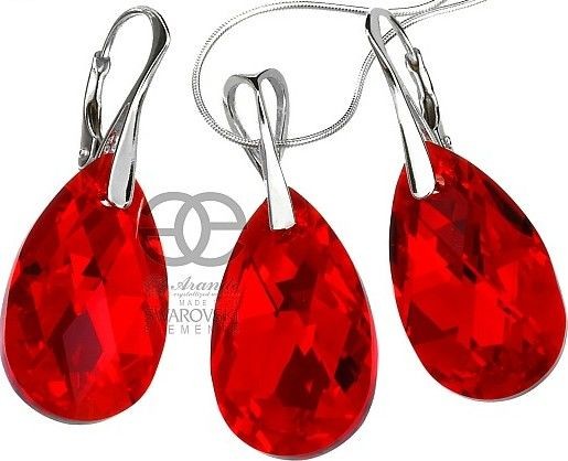 Arande SWAROVSKI piękny czerwony komplet+łańcuszek SREBRO 4701036730