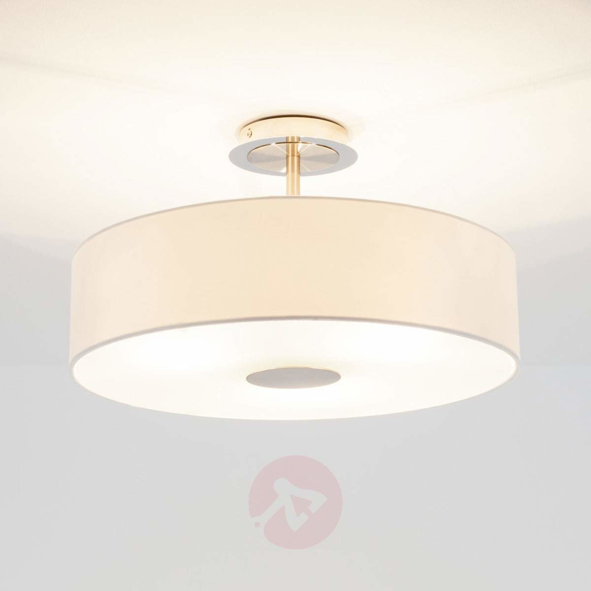 Lampenwelt Ponadczasowa lampa sufitowa JOSIA z białej tkaniny