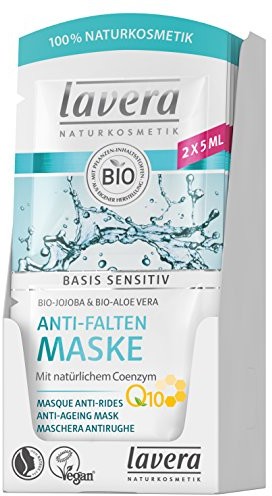 Lavera baza Sensitiv maska przeciw zmarszczkom koenzym Q10 wegańska biologiczne substancje czynne dla roślin kosmetyki naturalne naturalne i innowacyjne opakowanie 15 szt. (15 x 10 ml)