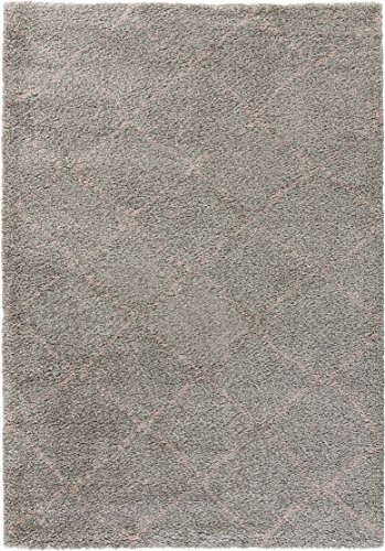 Mint Rugs Wzornictwo welurowy dywan z wysokim runem Hash szaro-różowy 102751