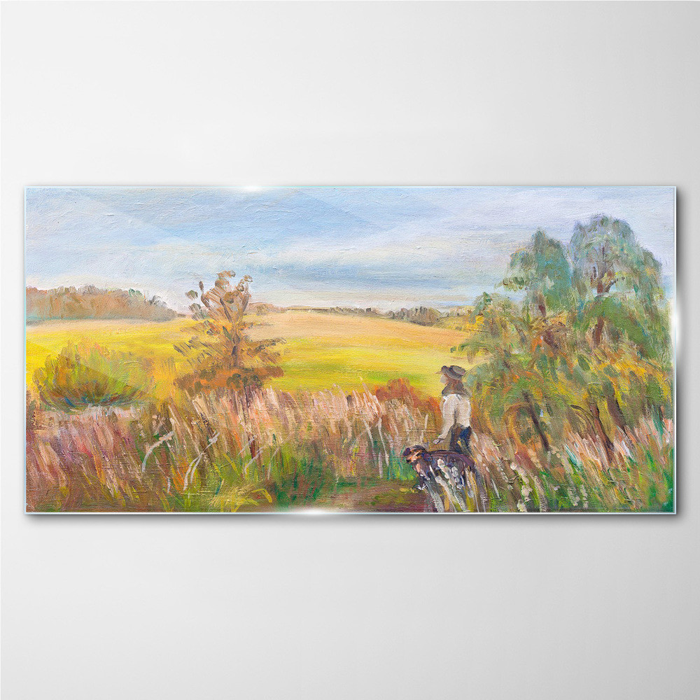 PL Coloray Obraz na Szkle wieś pole niebo przyroda 100x50cm
