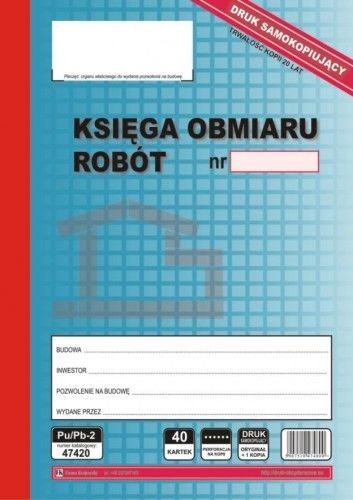 Firma krajewski Księga obmiaru robót samokopiująca [Pu/Pb-2] Pu/Pb-2