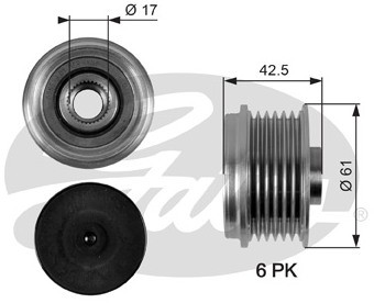 GATES Alternator - sprzęgło jednokierunkowe GATES OAP7043