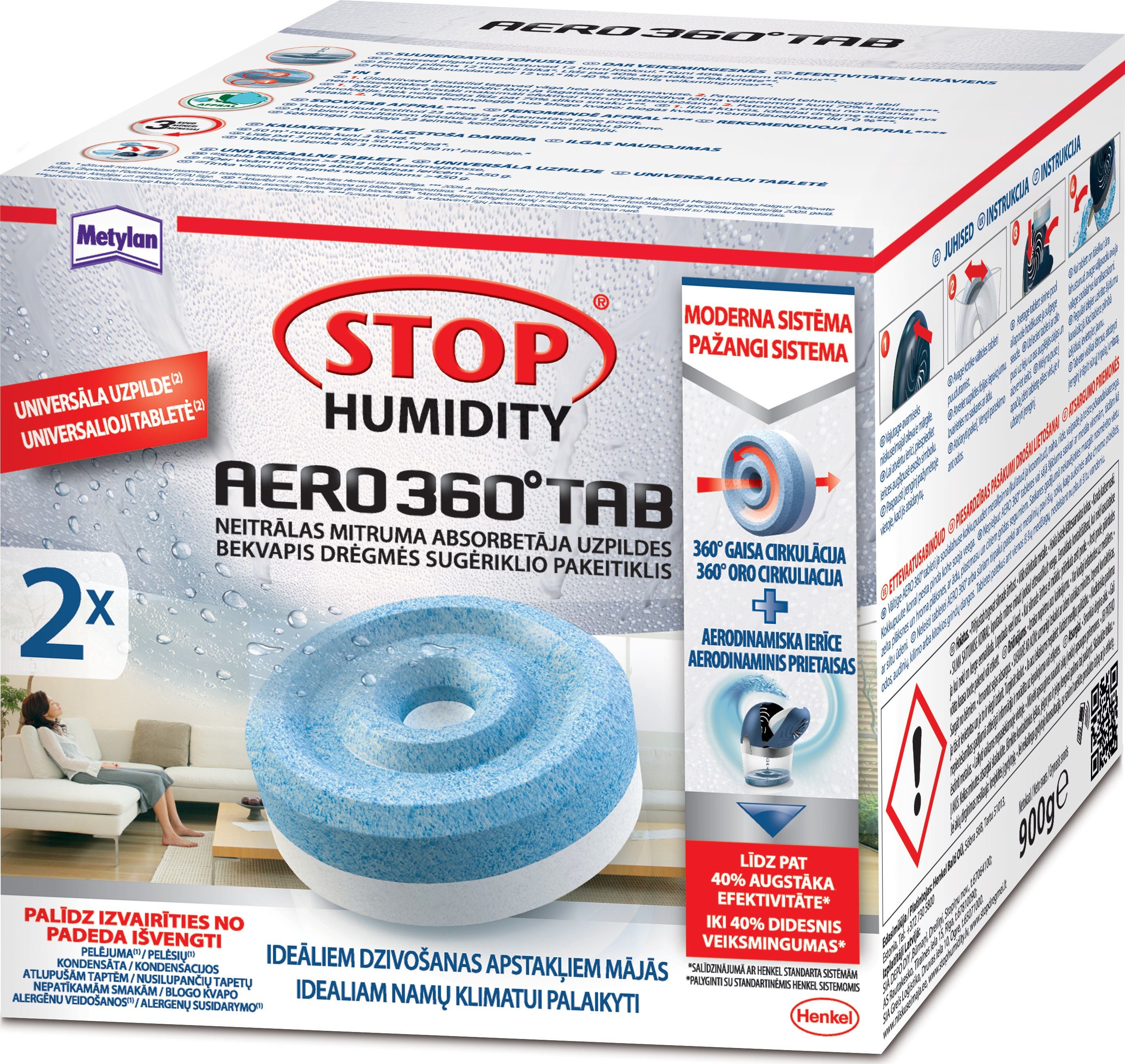 HENKEL Wkład do osuszacza Stop Humidity AERO 360° 2 x 450g