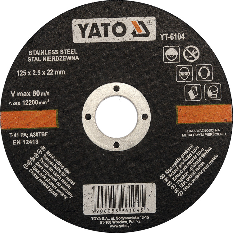 Yato Tarcza do cięcia stali nierdzewnej 125x2,5x22 mm YT-6104