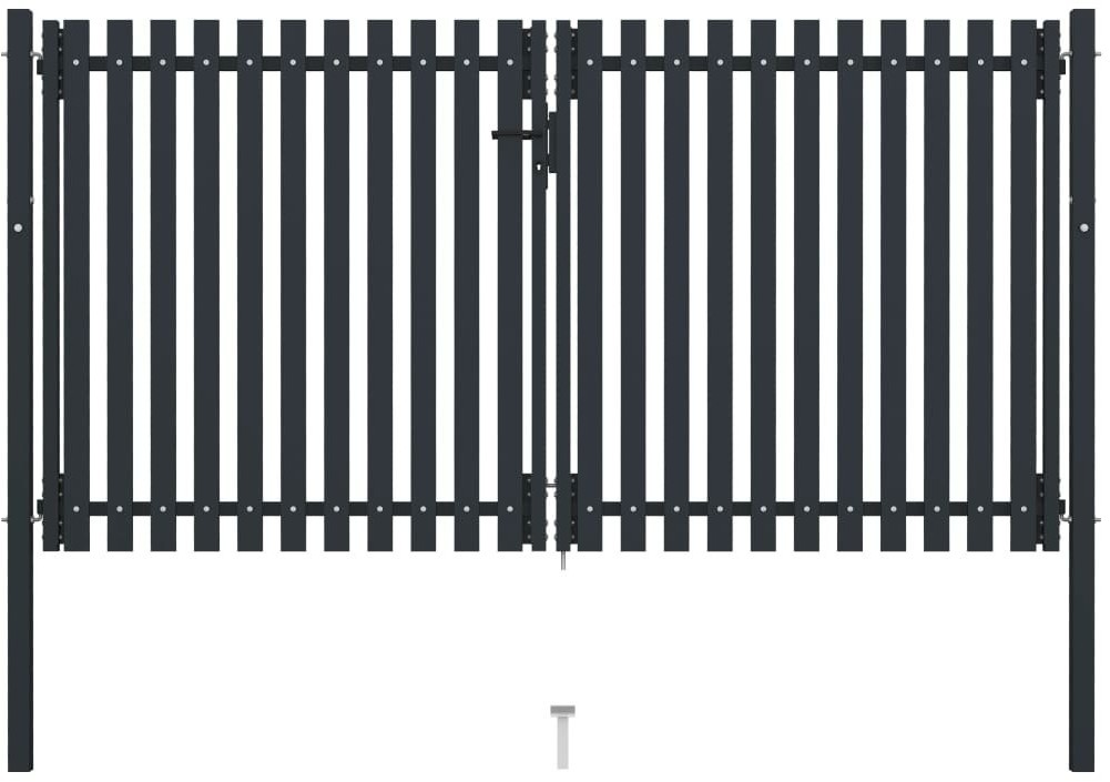 VidaXL Dwuskrzydłowa brama ogrodzeniowa, stal, 306x200 cm, antracytowa 146353 VidaXL