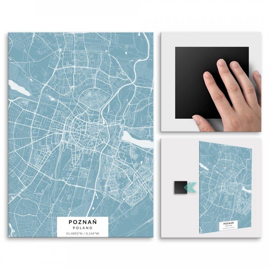Pix4home Plakat metalowy Mapa Lazur Poznań L POS-L-02298