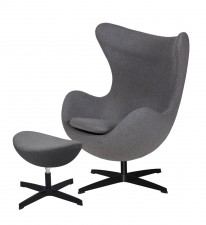 King Home Fotel EGG CLASSIC BLACK z podnóżkiem - grafitowy szary.4, podstawa czarna JH-026.JH-027.4B