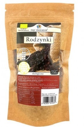 Pięć Przemian Rodzynki bezglutenowe BIO 250g -