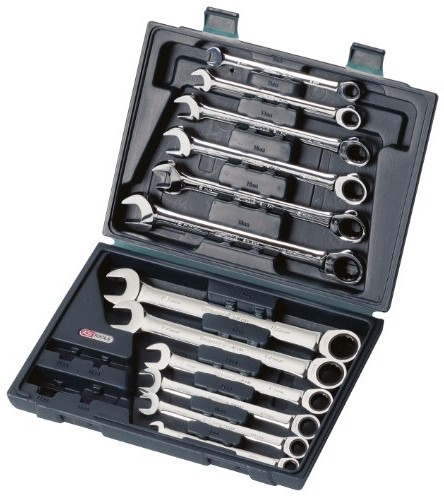 KS Tools 503.4265 Gear Plus grzechotka zestaw kluczy płasko-oczkowych, 12-częściowy, 8  19 MM 503.4265