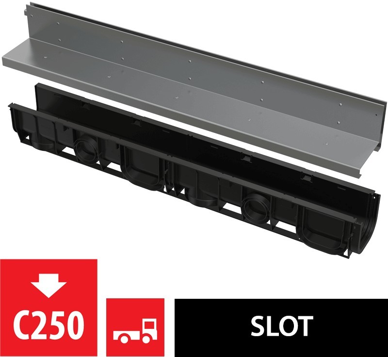 Alca PLAST Alcaplast Odwodnienie zewnętrzne szczelinowe asymetryczne 100 mm stal nierdzewna AVZ101-R321 !