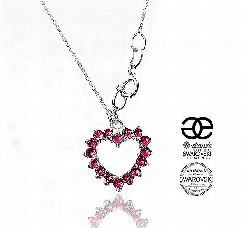 Swarovski Arande NASZYJNIK RÓŻOWE SERCE SREBRO CERTYFIKAT 5275978569