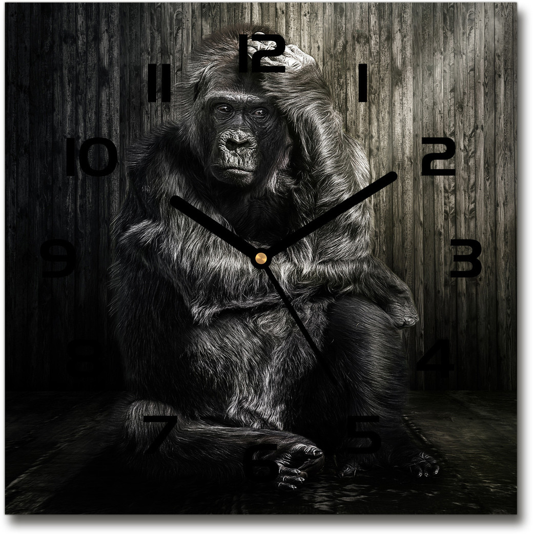 Zegar ścienny szklany kwadratowy Goryl