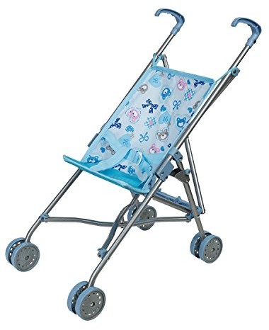 Idena 40068 - lalka buggy składana, motyw kropki, niebieski