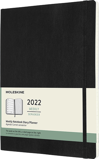 Moleskine Kalendarz 2022 12M XL czarny tygodniowy miękka oprawa MODSB12WN4Y22