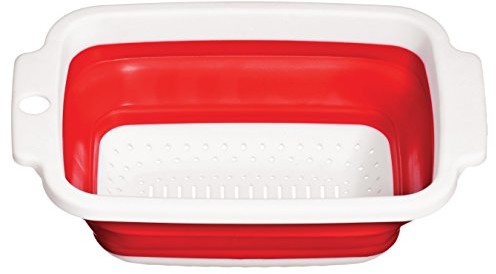 Premier Housewares Premier housewares Zing durszlak składana 34 x 23 cm z uchwytami Czerwony/biały 0805113