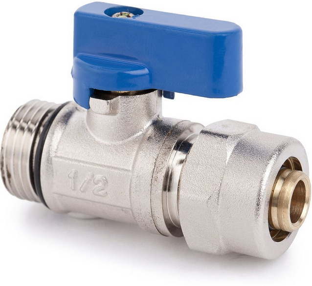 Zawór Kulowy Nyplowy Mini 1/2' + Złączka Pex 16 N