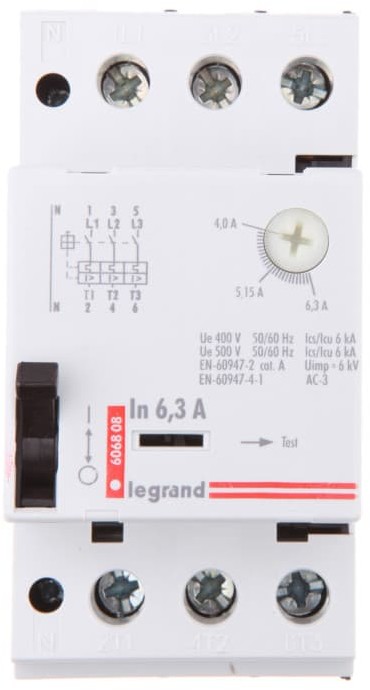 Legrand Wyłącznik silnikowy 3P 2,5kW 4-6,3A M 250 6,3 606808
