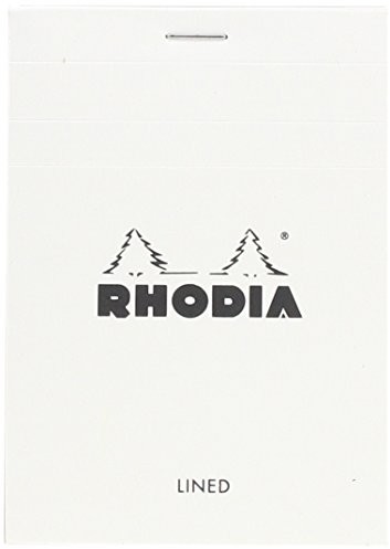 Rhodia 12201 °C gehefteter notatnik, w kratkę Biały/srebrny, 80 G, 85 X 120 MM, 80 kartek, mikroperforiert, osłona pokrywa biała 12201C