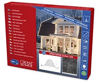Konstsmide 4823  107 siatka świetlna LED Hightech system rozszerzenie//Na zewnątrz (IP44)/208 ciepłe białe diody/czarny Soft przewód 4823-107