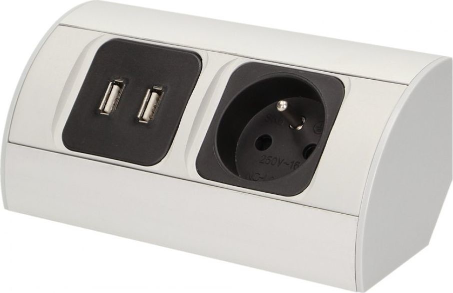 Orno Gniazdo meblowe pojedyncze Schuko i 2xUSB Aluminium OR-AE-1310(GS)