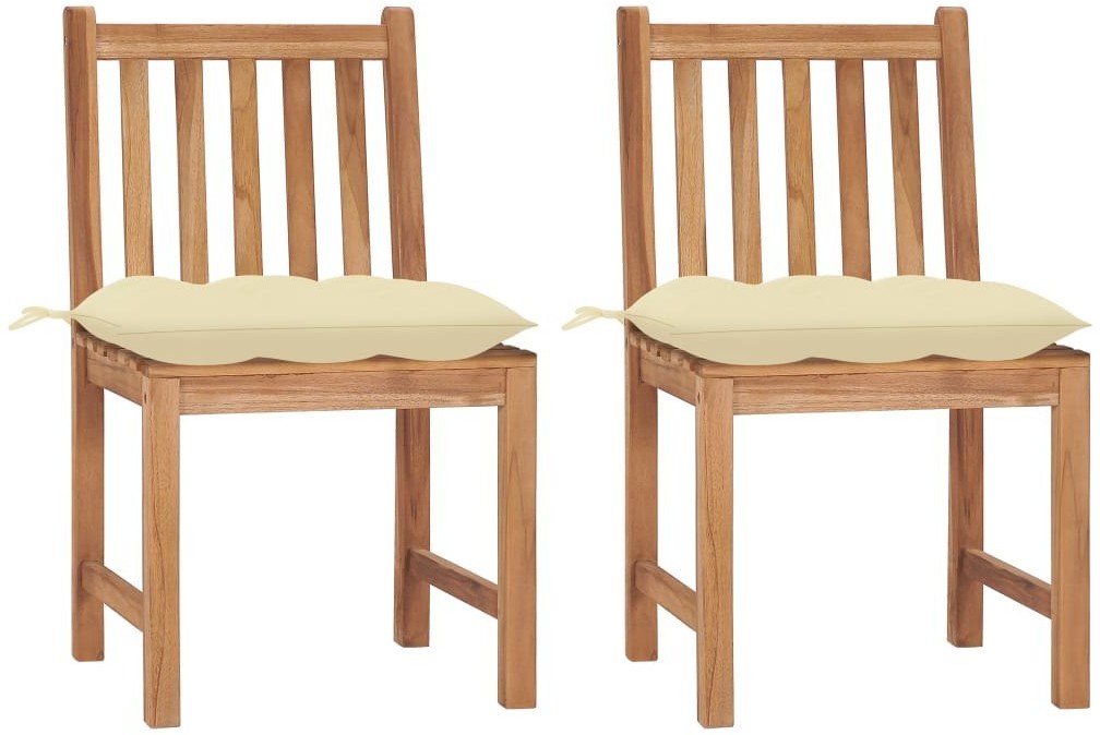 vidaXL Krzesła ogrodowe z poduszkami, 2 szt., lite drewno tekowe! 3062933